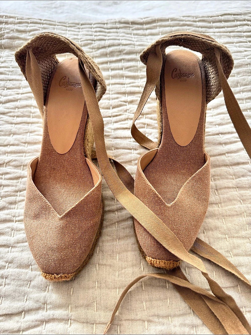 Castañer Chiara Canvas Wedge Espadrilles Women's Espadrille Wedges in Tostado